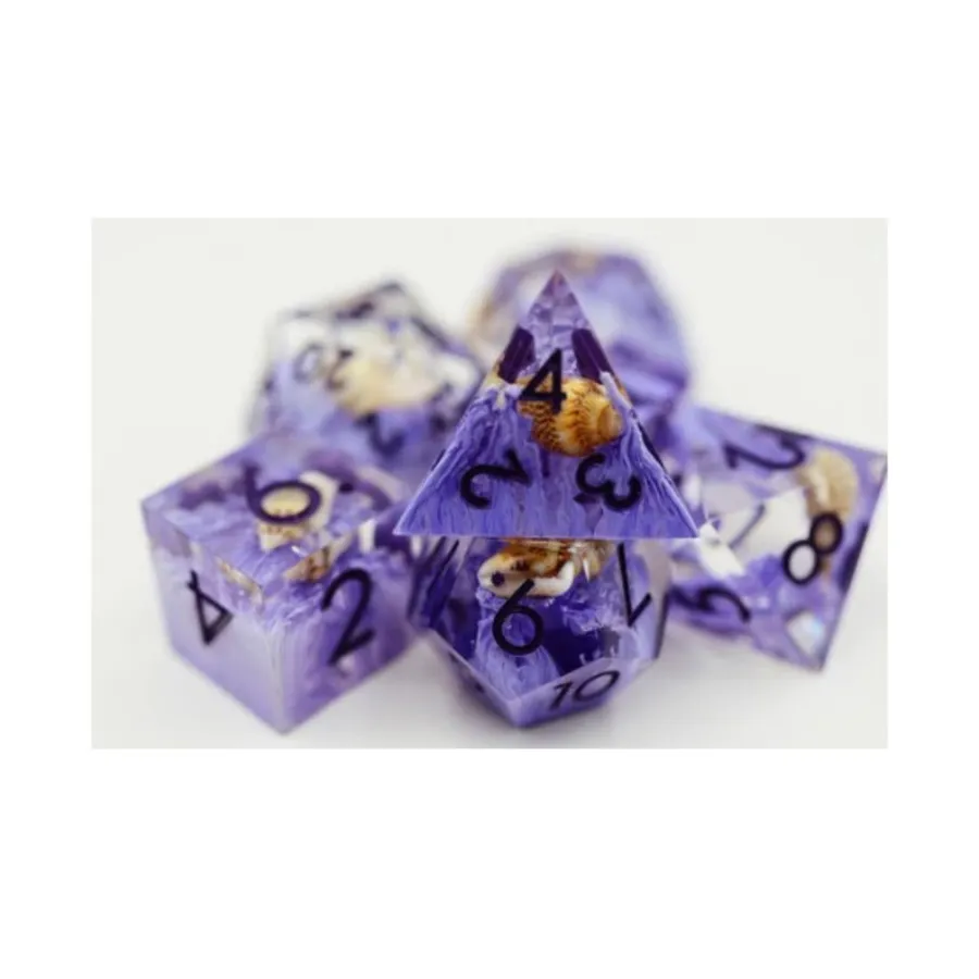 

Набор Sharp Edge Poly — фиолетовый коралл и морская улитка с фиолетовым (7), Dice Sets - Sharp Edge & Assorted (Foam Brain Games)