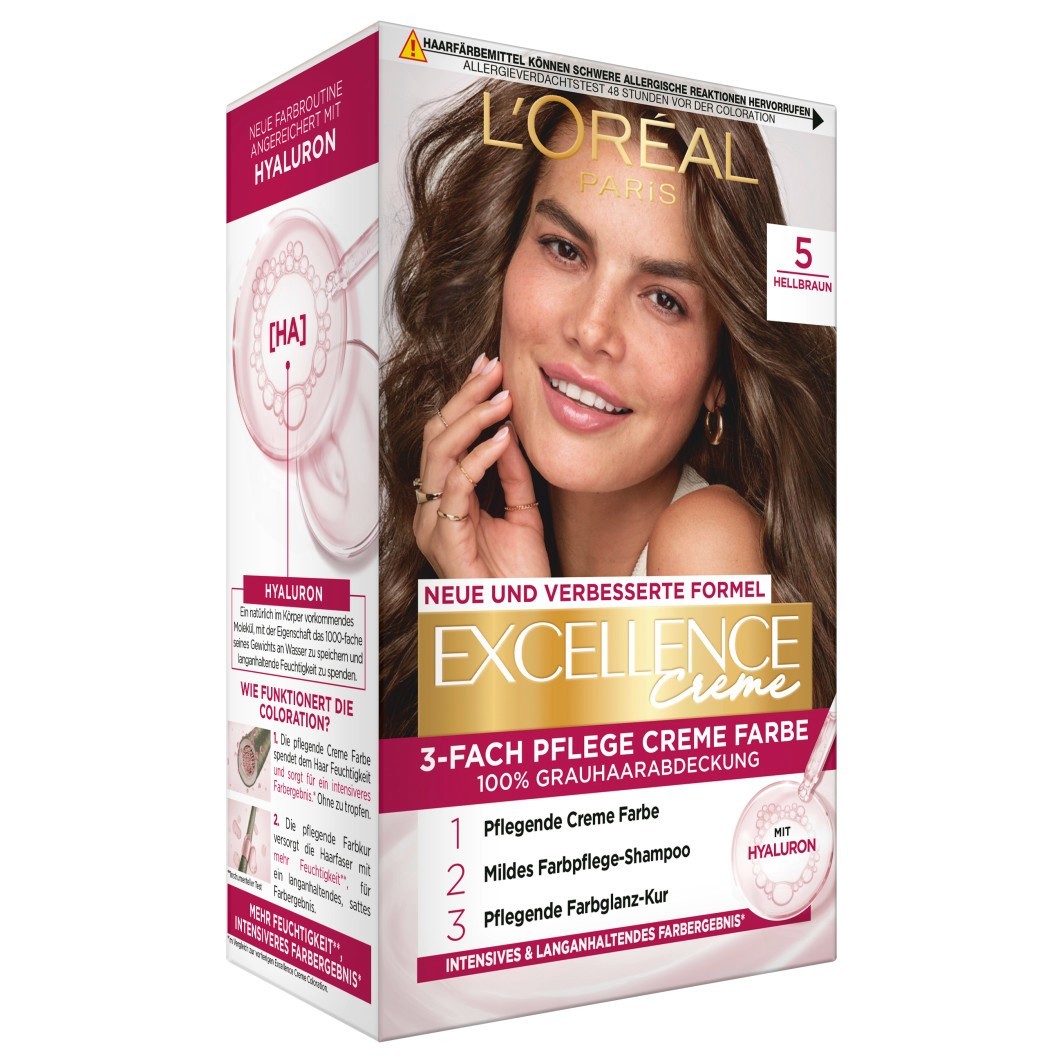 

Краска для волос excellence crème Loreal Paris, nr. 5 - hellbraun, количество 1 шт.