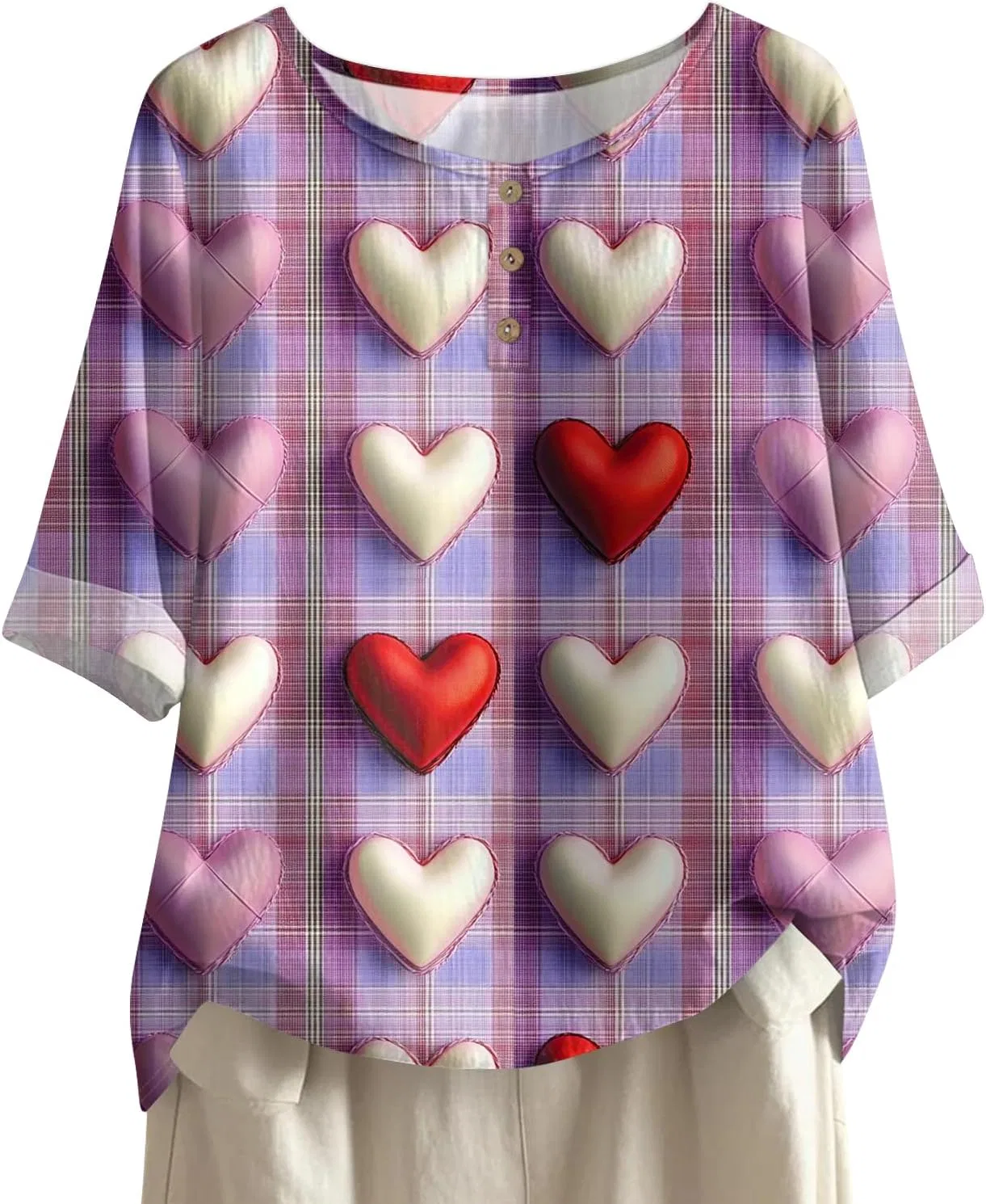 Женская блуза с коротким рукавом, Valentines Day, хлопок, 2-light Purple