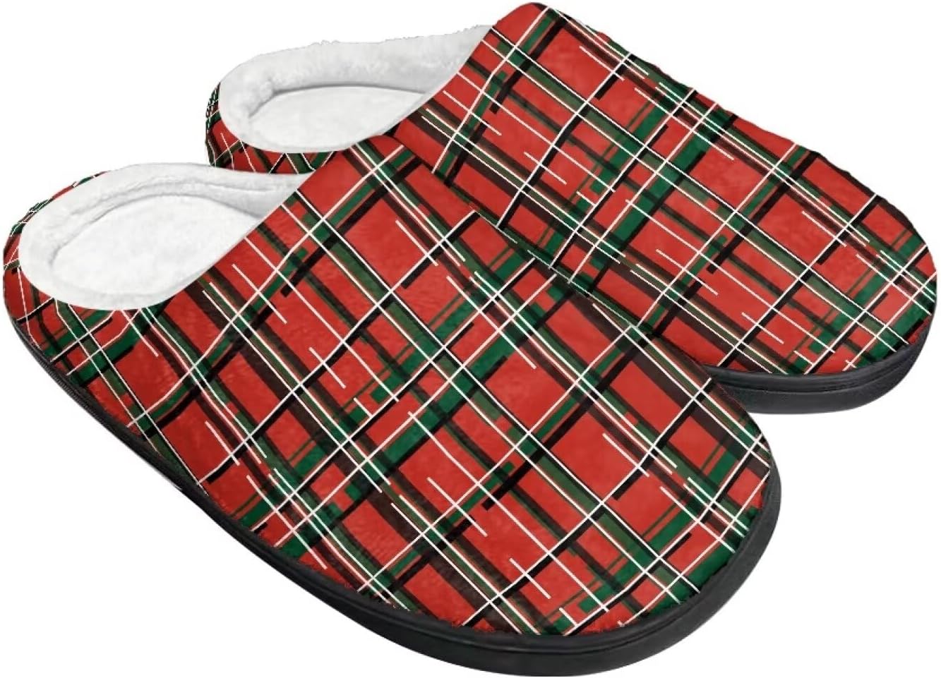 

Праздничные рождественские тапочки для дома, утепленные и мягкие, зимние домашние тапочки для женщин и мужчин Buxolandt, Christmas Checkered