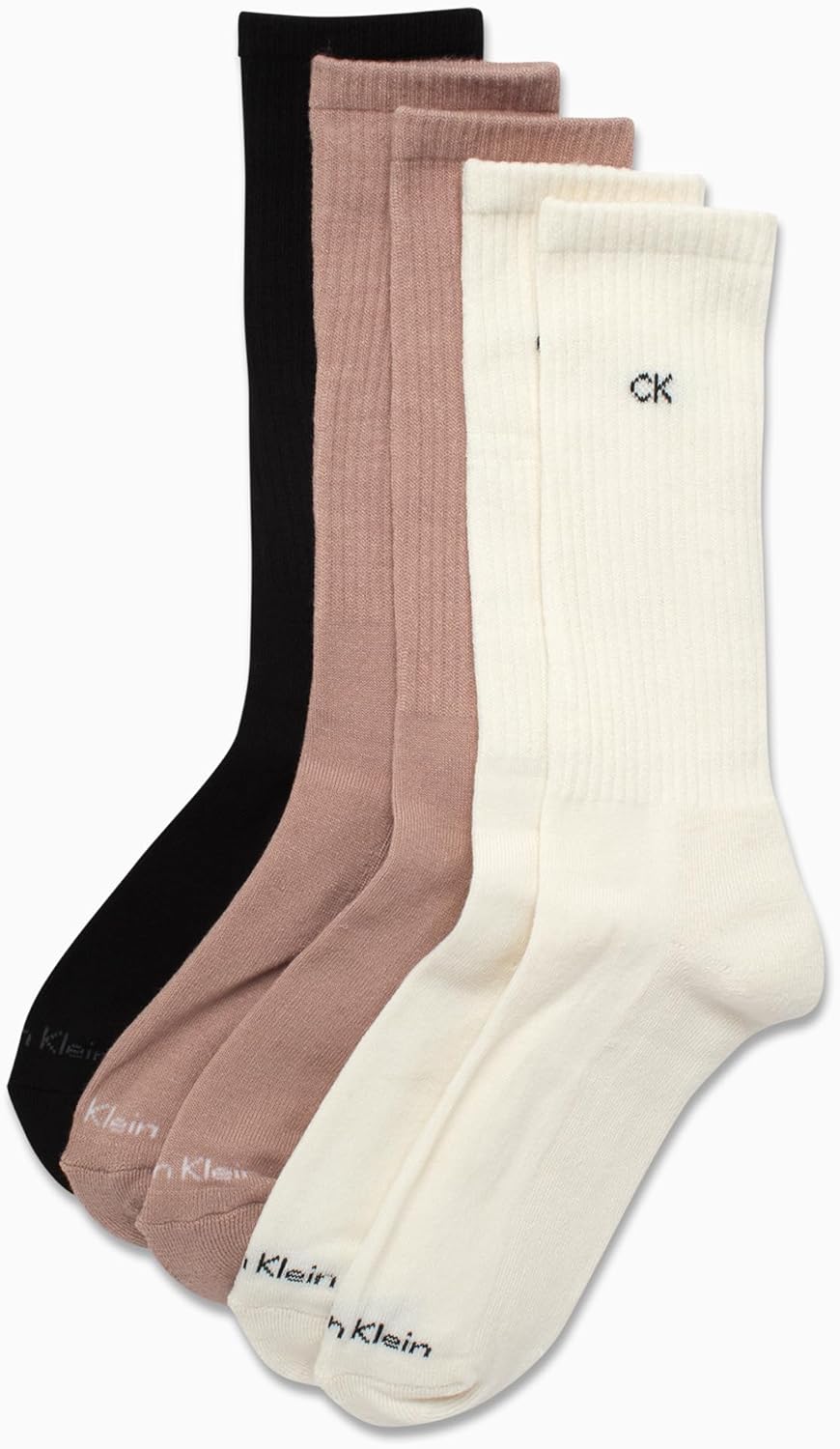 Мужские носки Calvin Klein Crew Socks - 5 пар влагоотводящих спортивных носков с мягкой подкладкой для бега и тренировок, Ivory Assorted — фото 4