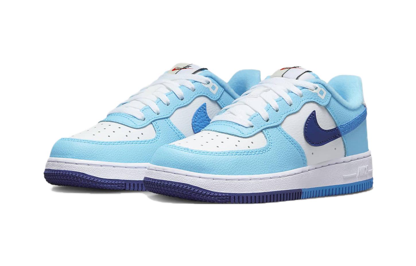Nike Force 1 LV8 PS 'Split - Light Photo Blue', белый/тёмный королевский синий/балтийский синий/светлый фото синий — фото 3