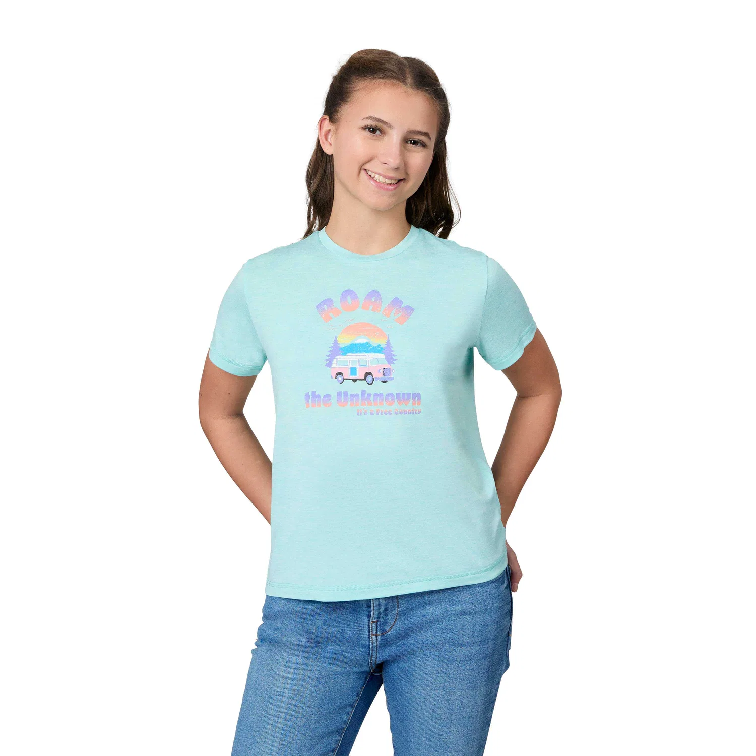 Футболка Free Country Girls' Microtech Graphic Crew Neck Shirt, Poolside