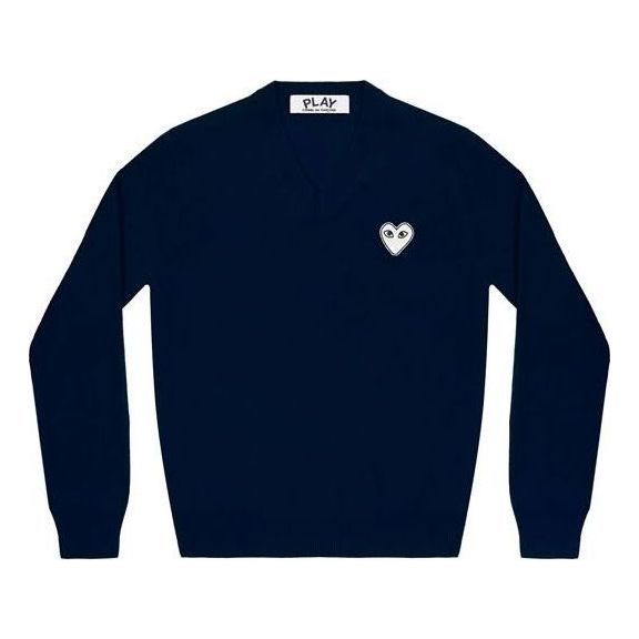 

Свитер v-neck pullover white emblem 'navy' Comme Des Garcons Play, синий