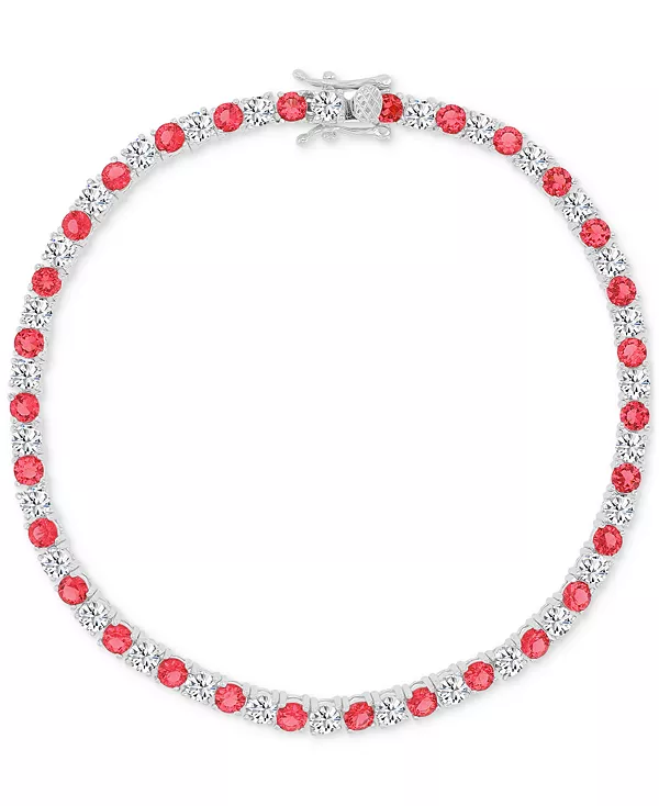 

Браслет из стерлингового серебра с круглыми кубическими цирконами Macy'S, red