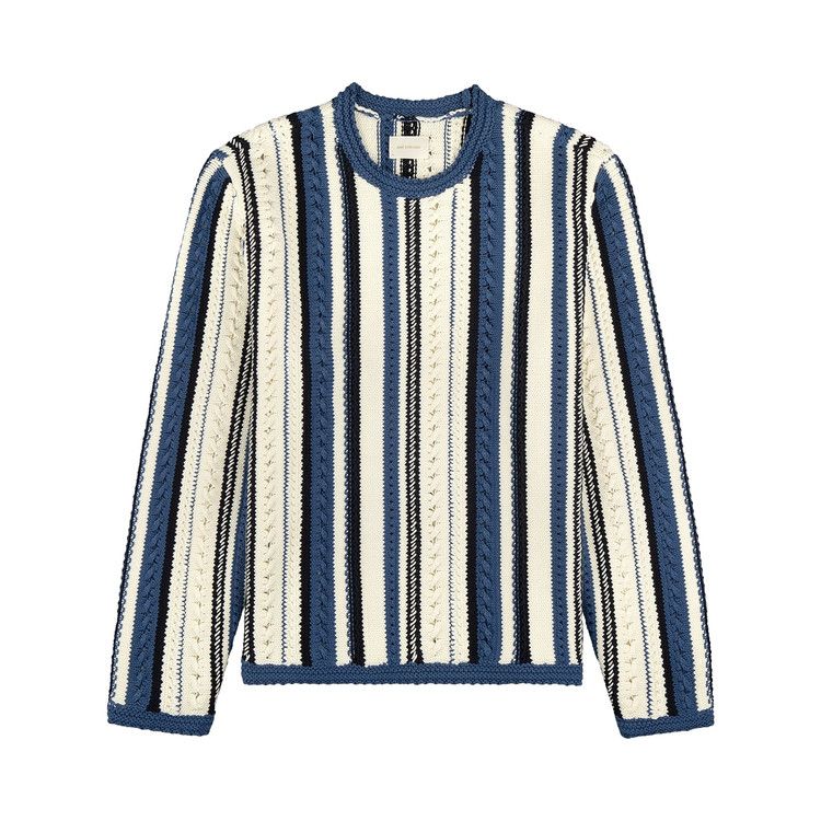 

Свитер Aimé Leon Dore Striped Eyelet Crewneck Sweater, White/Blue