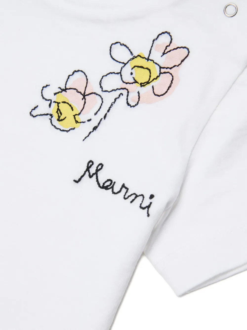 Футболка с цветочной аппликацией Marni Kids, белый — фото 4