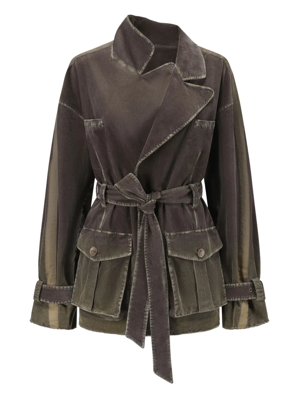 

Двухцветная куртка с поясом OUDE WAAG, коричневый