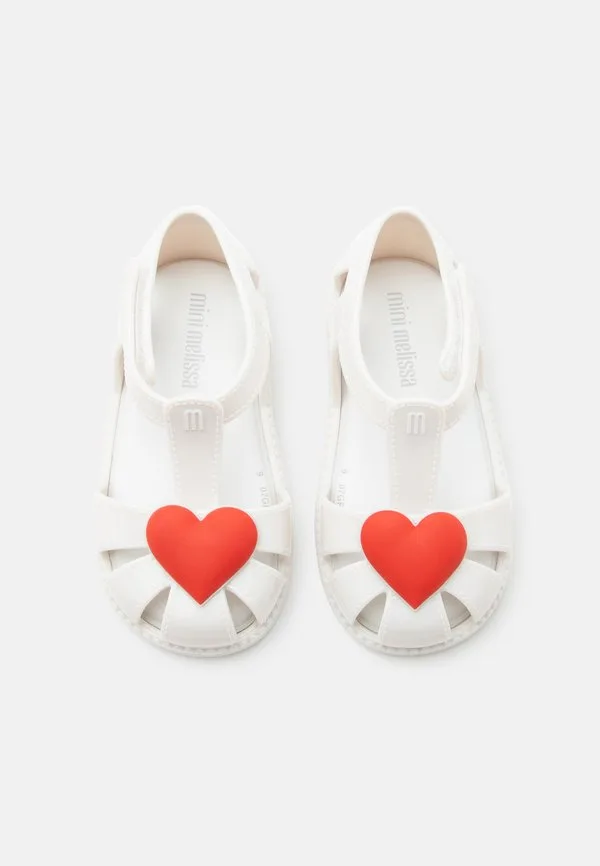 Модные сандалии с сердечками Mini Melissa, White/Red