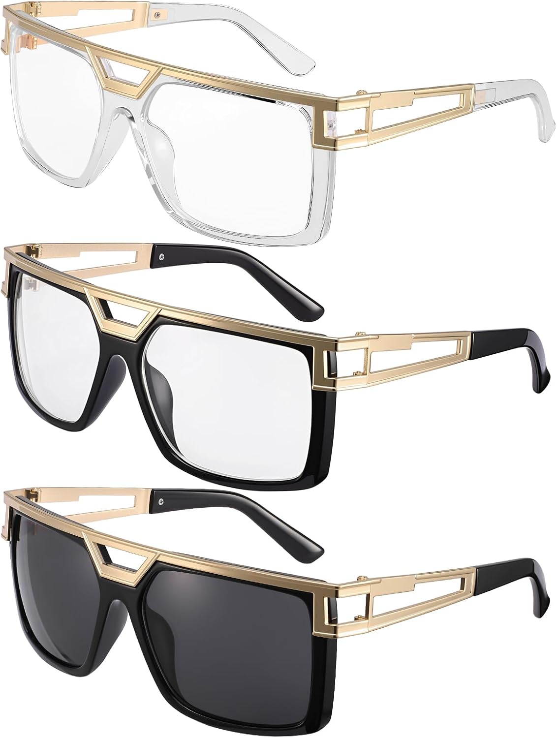 

Солнцезащитные очки JATEBI в стиле ретро для женщин и мужчин, модные классические квадратные солнцезащитные очки 80-х и 90-х годов для рэперов, диджеев, хип-хоп исполнителей на каждый день, Black, Transparent