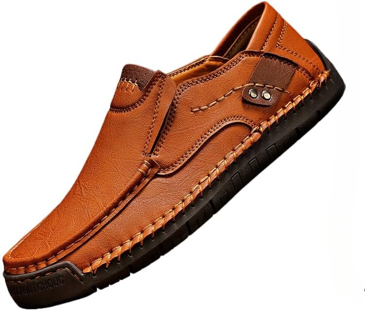 

Мужские повседневные кожаные лоферы на шнуровке, слипоны, туфли для вождения и ходьбы Hhhchpm, светло-коричневый