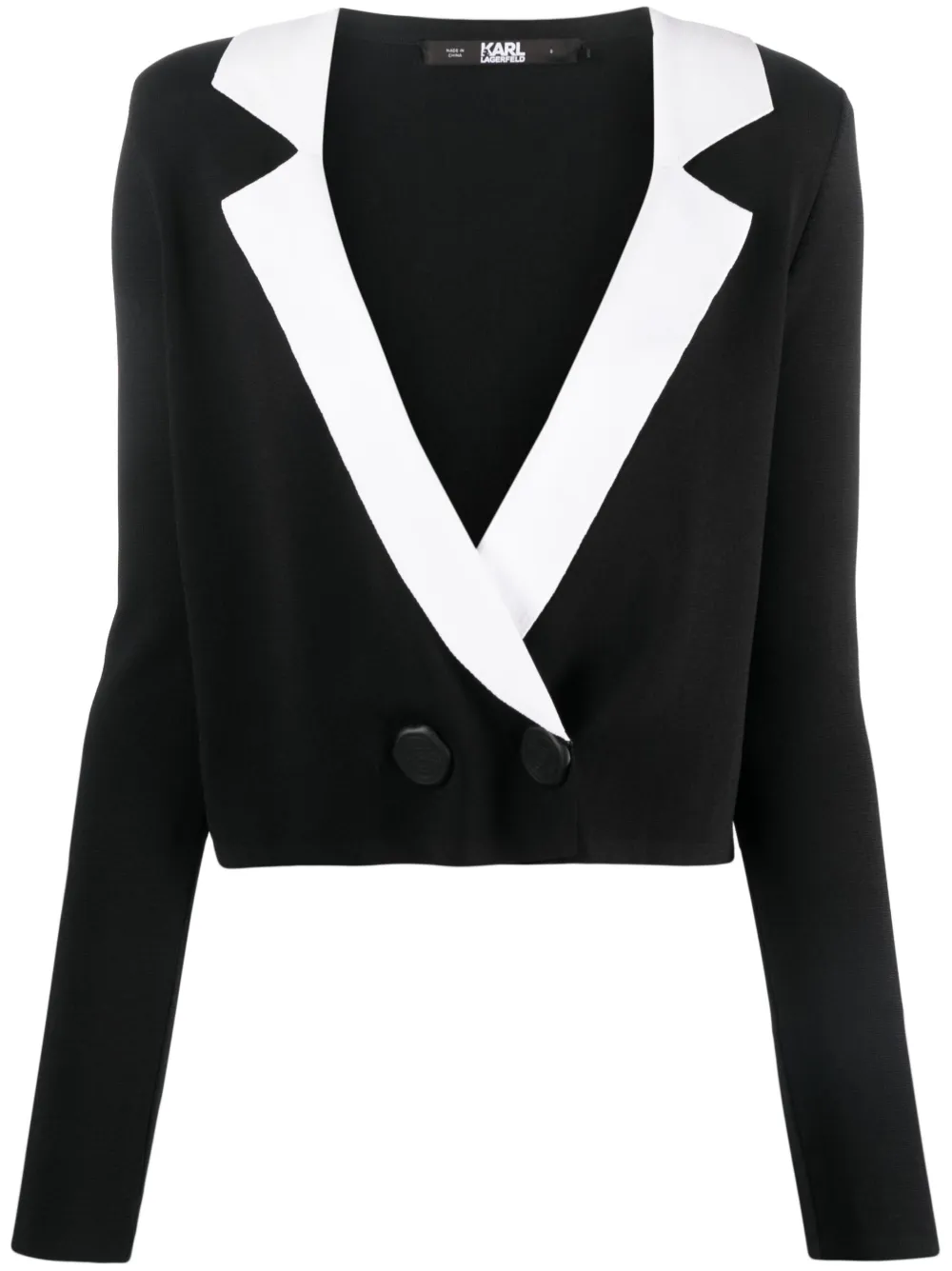 

Укороченный кардиган с заостренными лацканами KARL LAGERFELD, черный