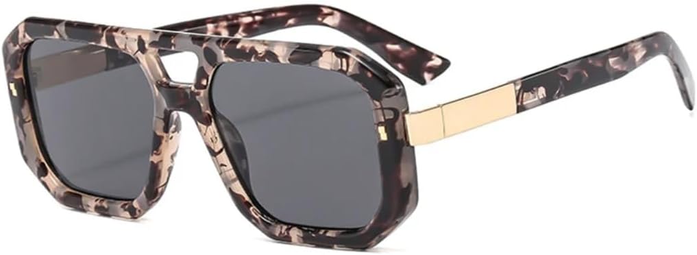 

Солнцезащитные очки с двойной перемычкой для женщин и мужчин, роскошные, в стиле ретро, ​​с прозрачными линзами, градиентной подсветкой, защитой от УФ-излучения UV400 и заклепками UATXTAU, Pattern Grey