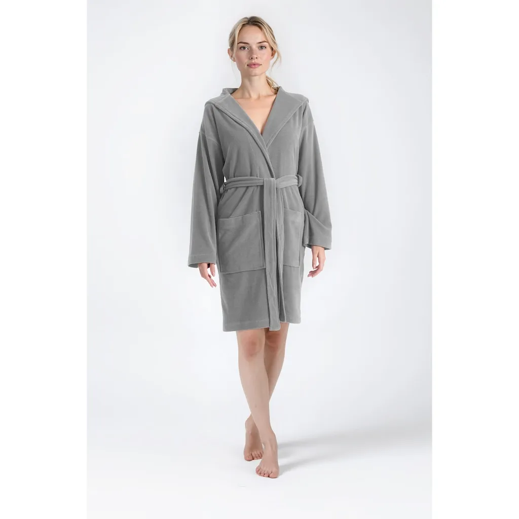 

Мой домашний женский халат Sina, идеально для сауны и СПА, гостиничный халат, утренний халат 1 шт., однотонный халат, короткий, с высоким содержанием хлопка, размеры XS-4XL My Home, серый