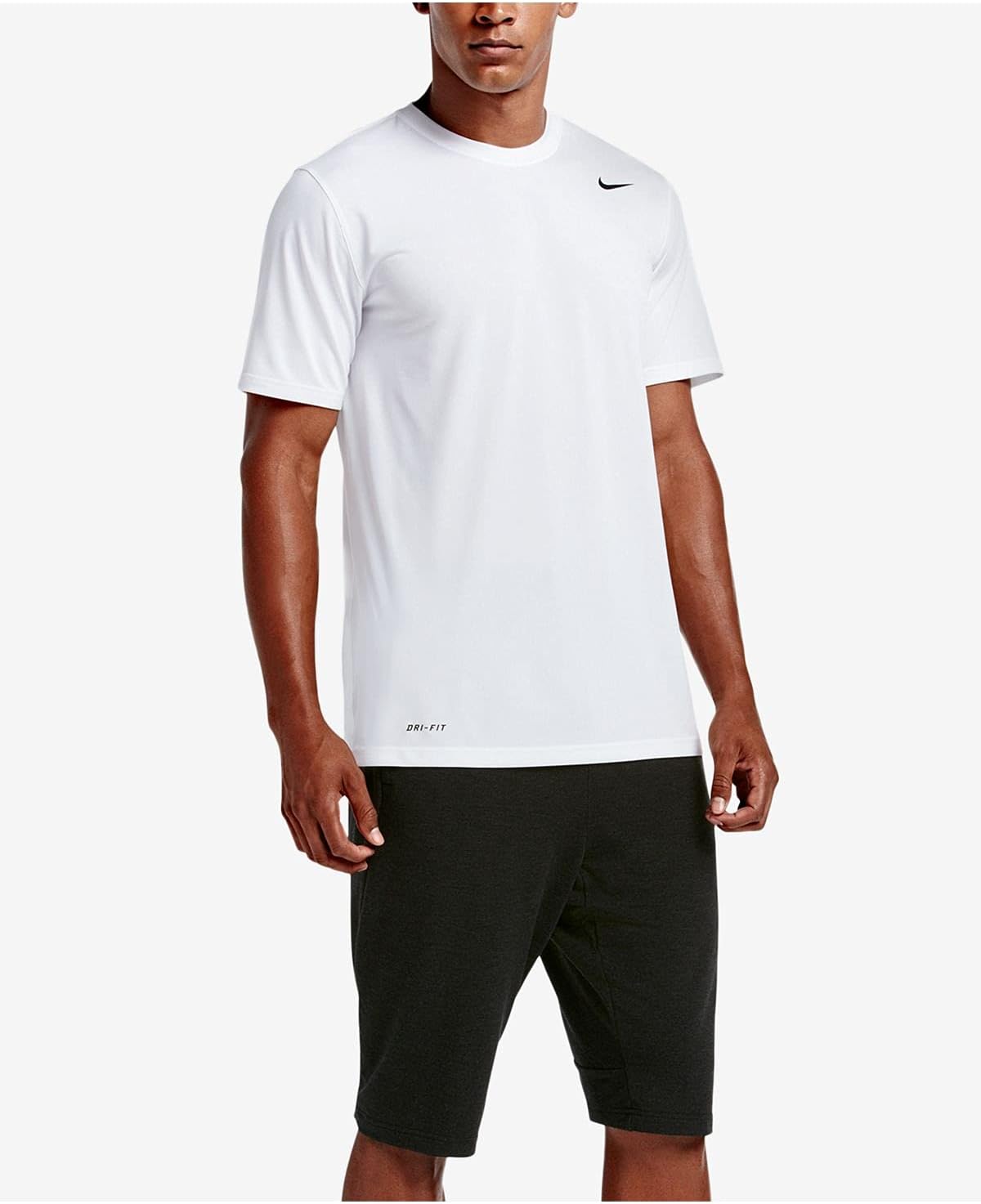 Мужская тренировочная футболка Nike Dri-Fit с коротким рукавом, White | Black — фото 4