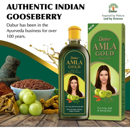 Масло для волос Amla Gold, обогащенное амлой, миндалем и хной, 300 мл Dabur — фото 3