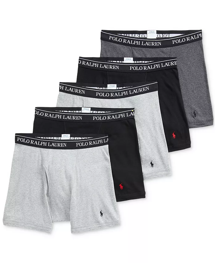 

Мужские классические хлопковые трусы-боксеры, 5 штук Polo Ralph Lauren, мультиколор