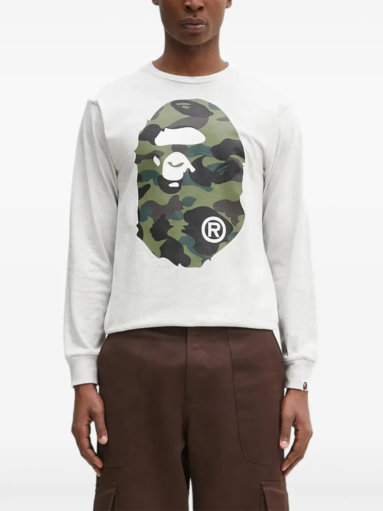 

Футболка с длинными рукавами A BATHING APE 1st Camo Big Ape Head, серый