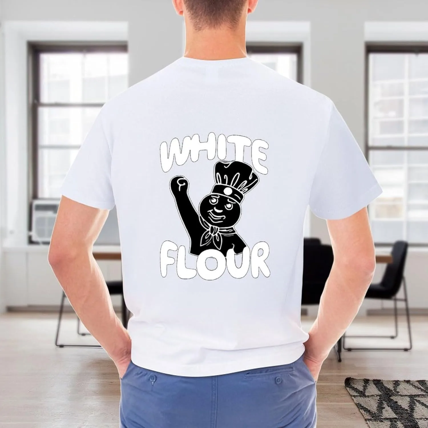 Generic Футболка Funny White Flour Offensive Vintage мягкая дышащая классическая ретро — фото 2
