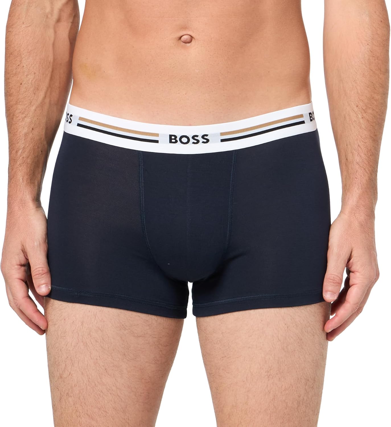 BOSS мужские трусы-боксеры с фирменной полосатой резинкой, 3 шт, Forever Blue/Grey Gloss/Clean Navy — фото 2
