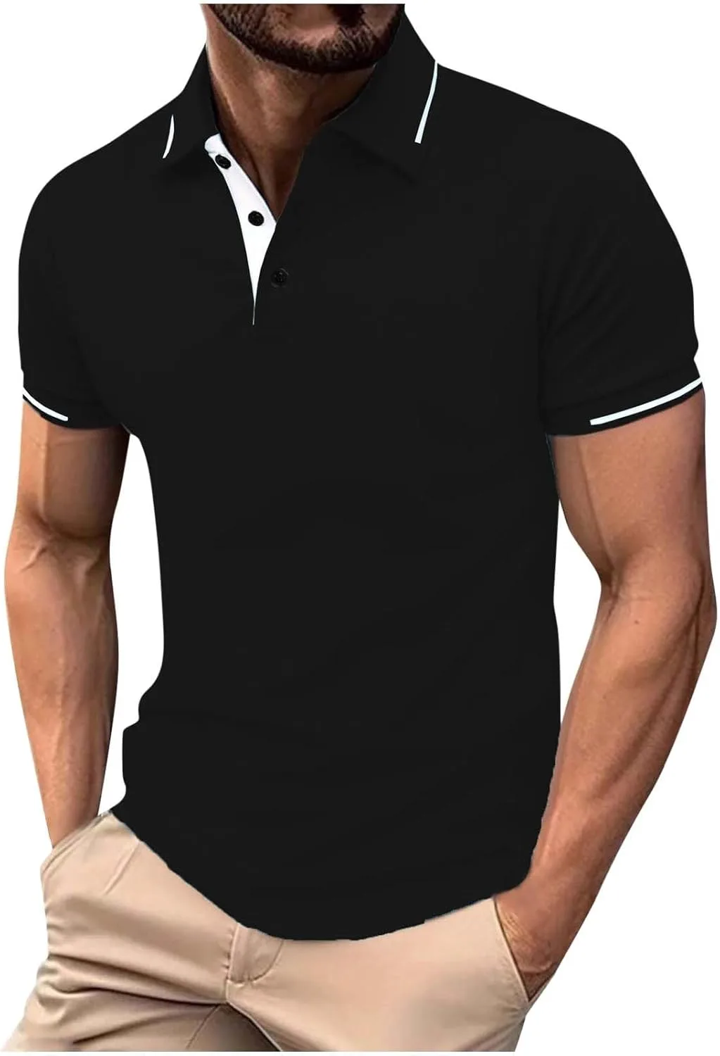 

Мужская футболка для гольфа Casual с коротким рукавом и контрастным воротником