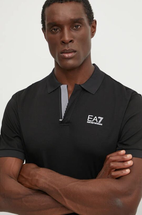 

Хлопковое поло EA7 Emporio Armani, черный