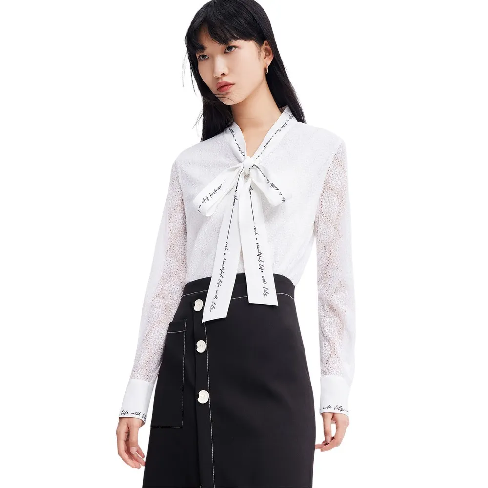 

Рубашка с длинным рукавом Lily Chic Ribbon, белый