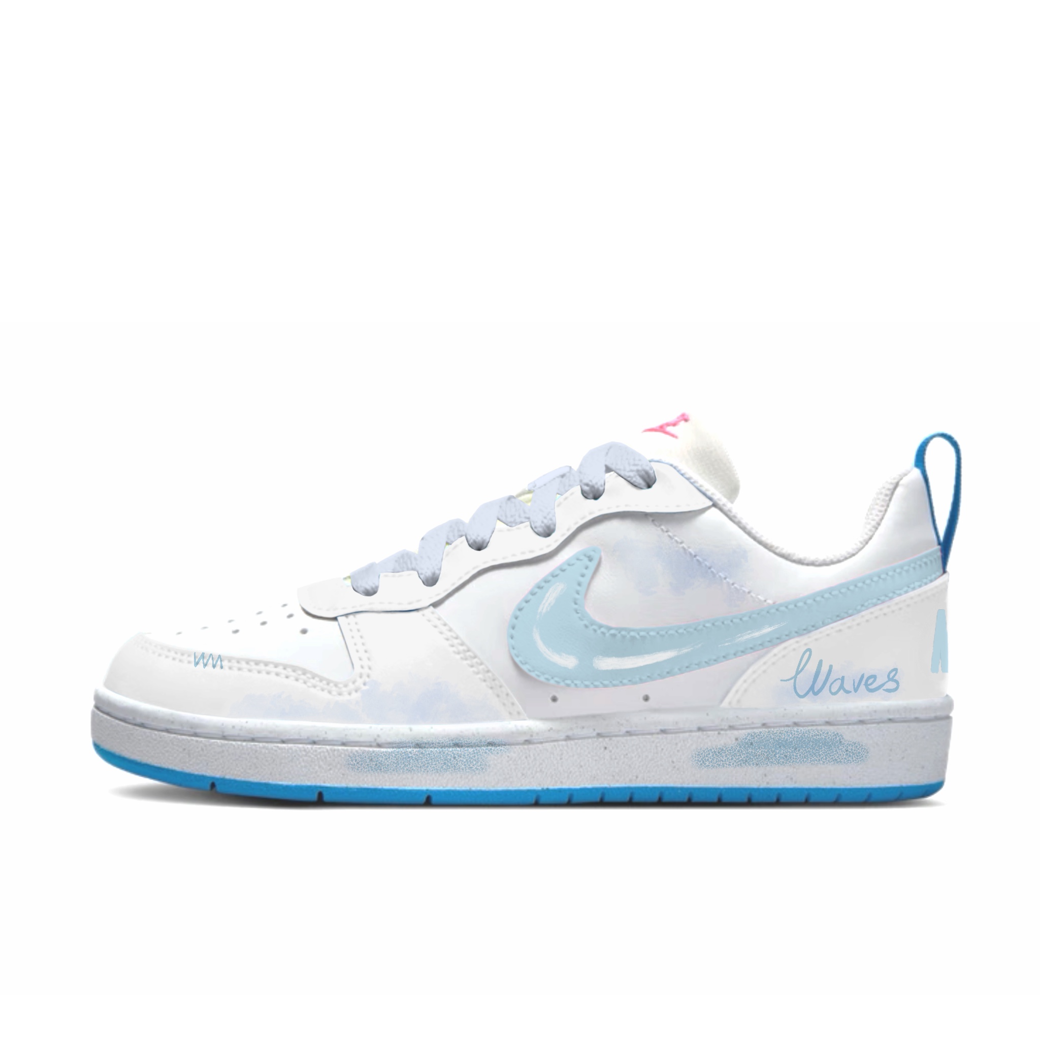 

Nike Court Borough нескользкие устойчивые к истиранию низкие детские скейтбординг кроссовки blue white для подростков