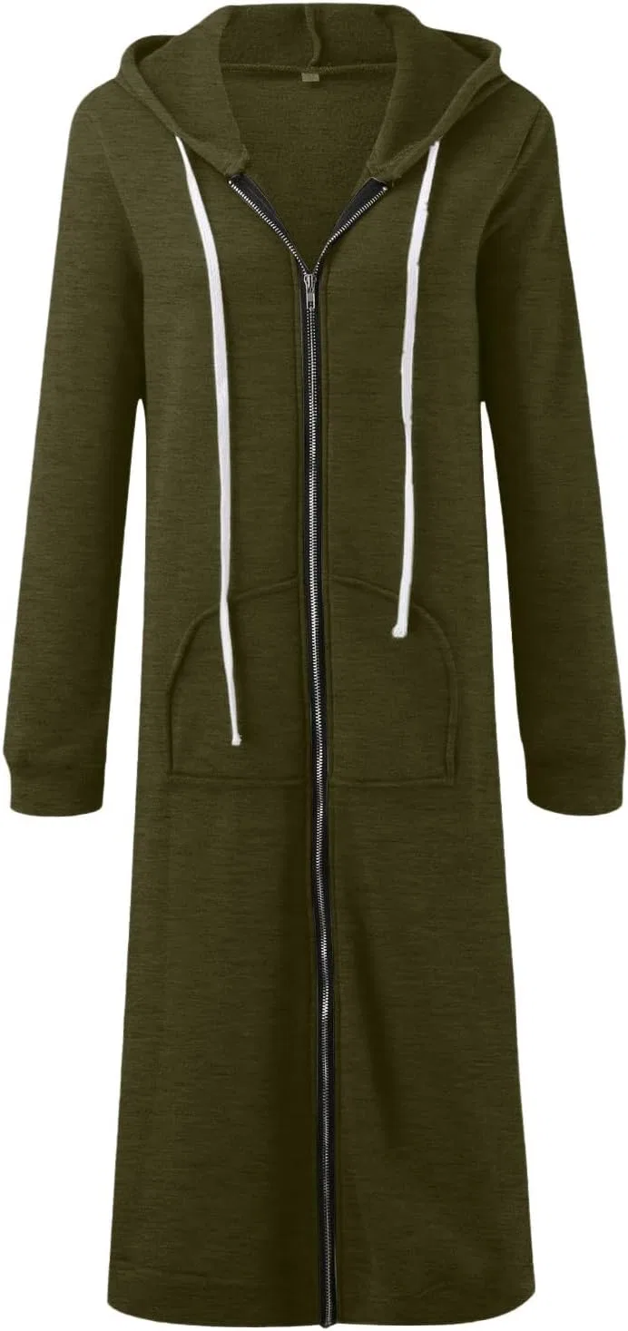 Худи женское оверсайз на молнии, легкое, с карманами, Generic, 02-army Green — фото 3