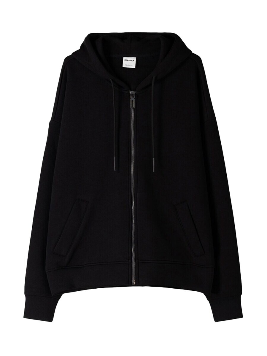 

Толстовка с капюшоном на молнии Bershka Zip-Up Hoodie, черный