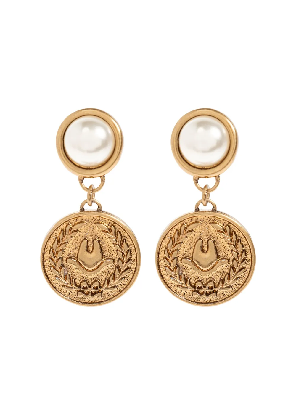 

Серьги-монеты с жемчугом Moschino, золотой