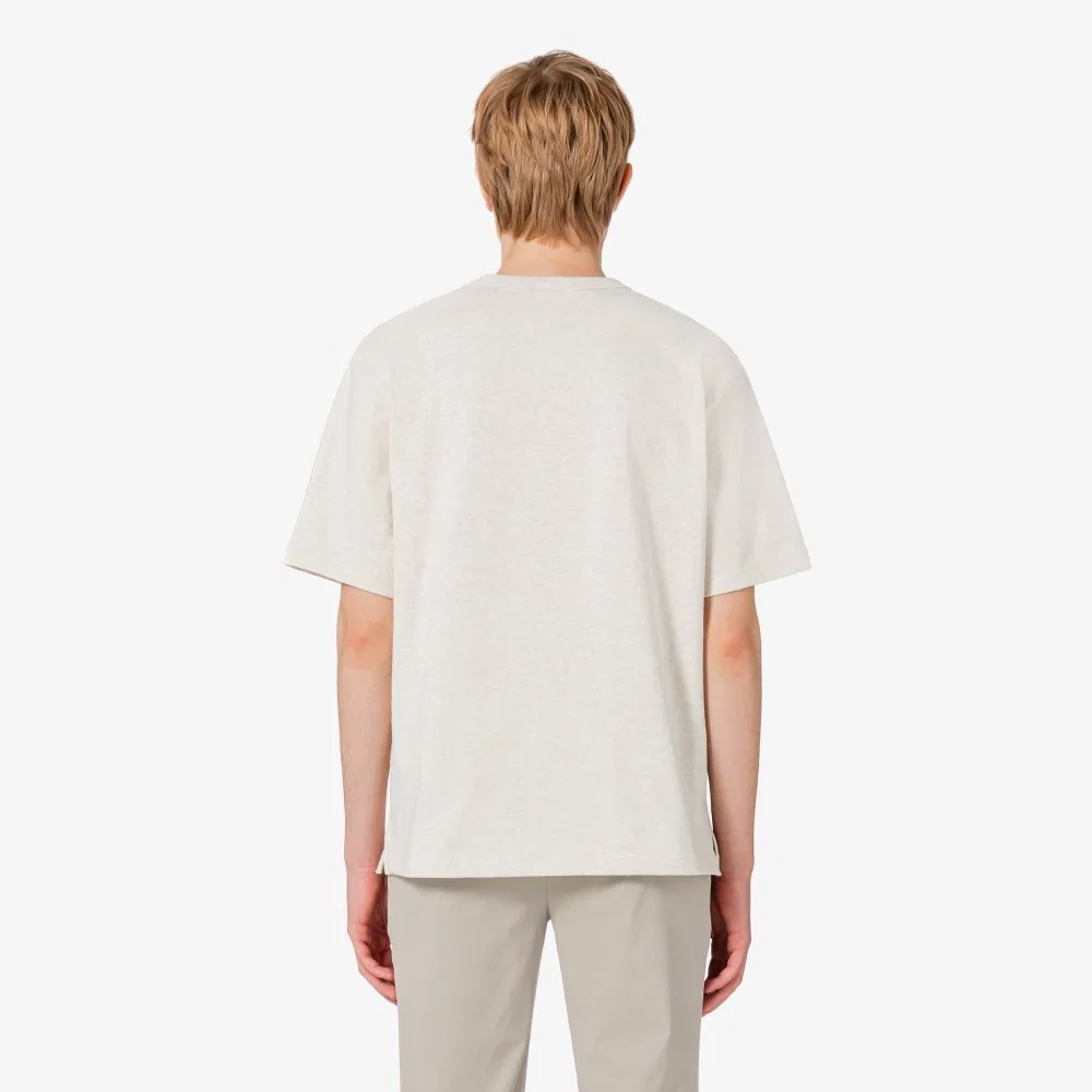 Мужская базовая футболка из плотного джерси, кремовая, от Lacoste — фото 3