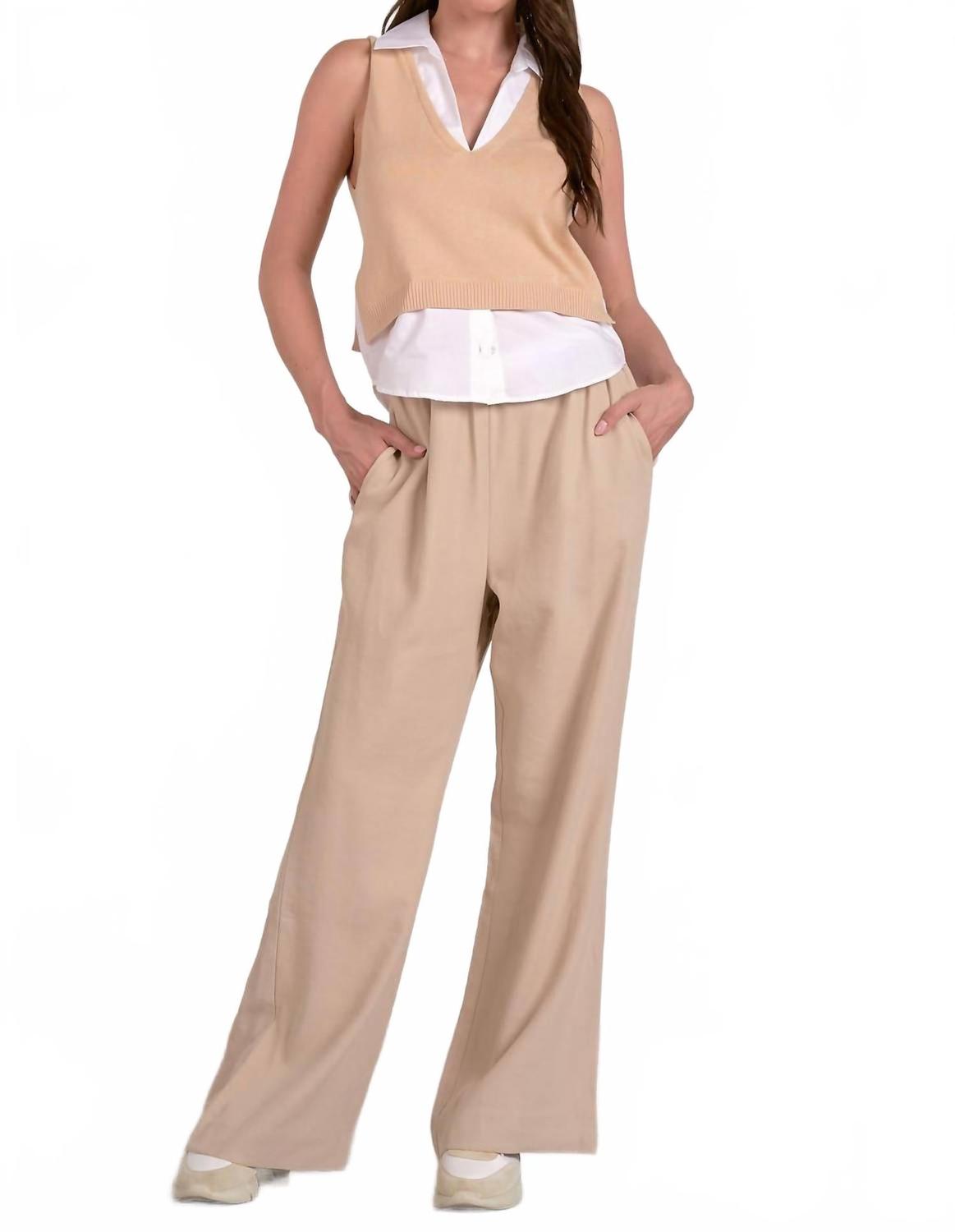 

V-образный вырез многослойный свитер в бежевом цвете ELAN