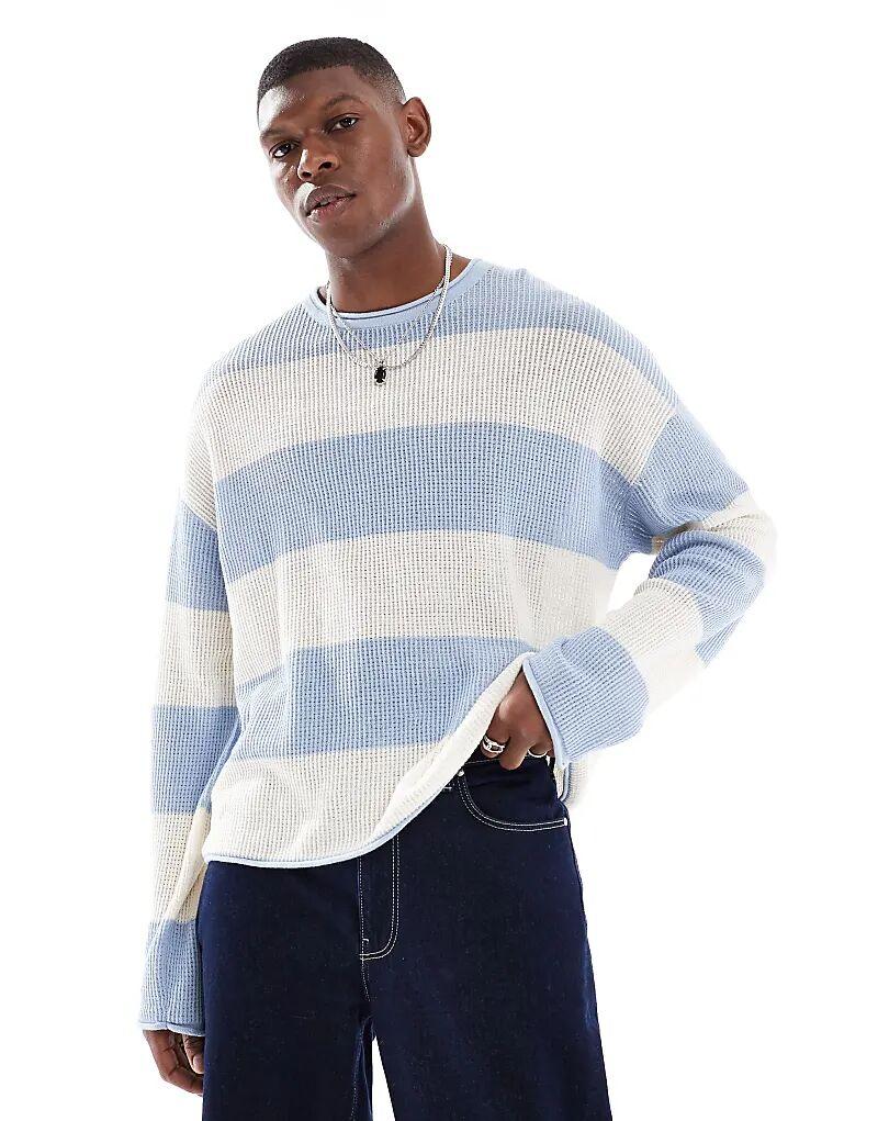 

Свободный трикотажный свитер Cotton On с длинными рукавами в синюю полоску Cotton On