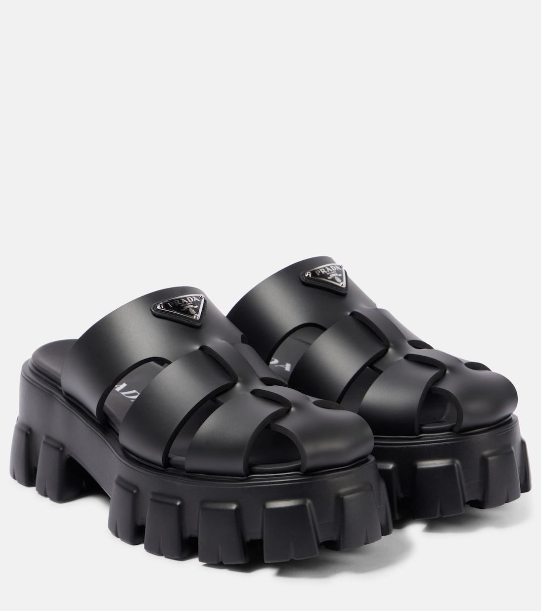 Монолитные платформенные сандалии fisherman Prada, черный