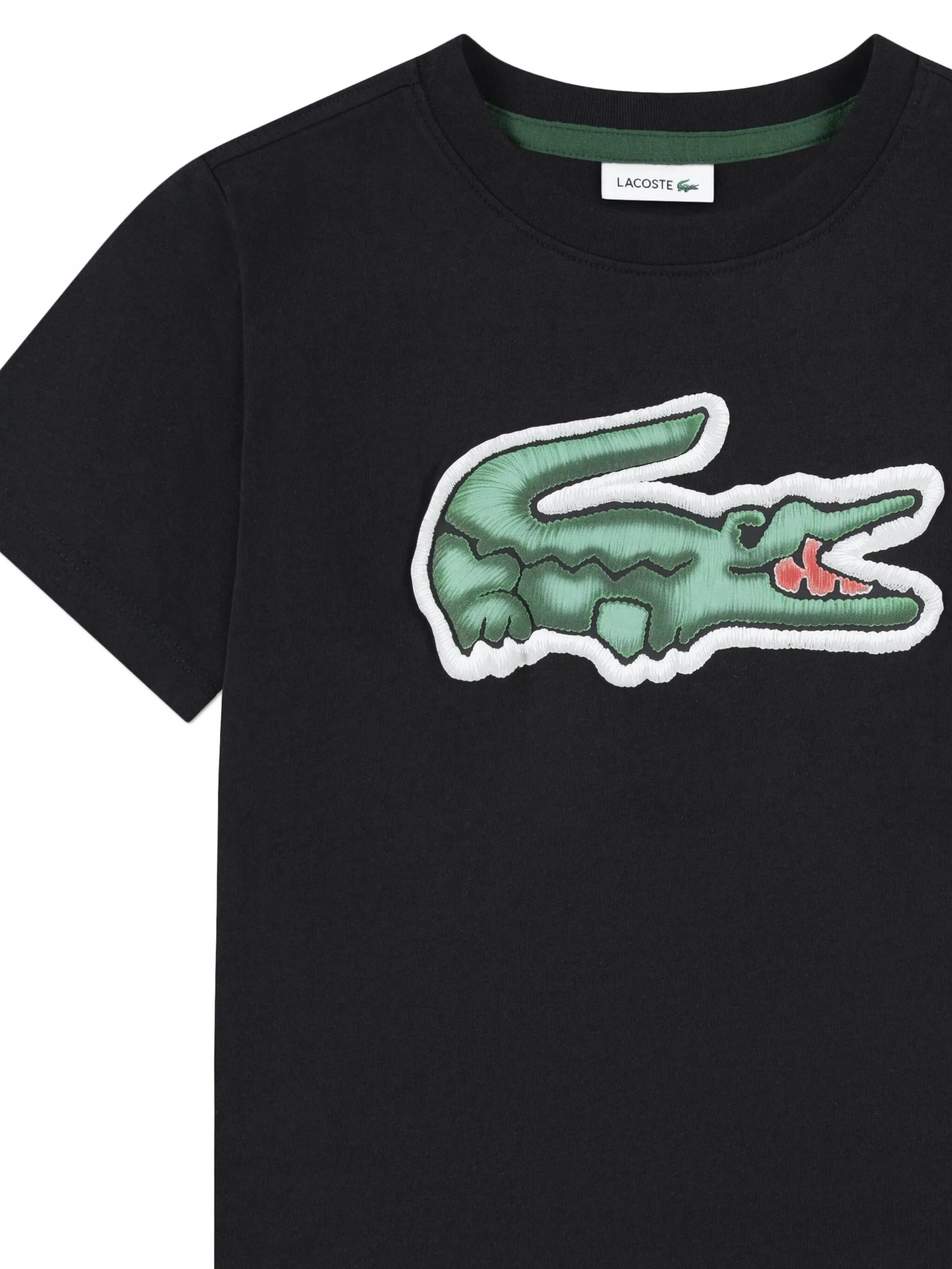 Футболка с круглым вырезом и нашивкой с логотипом Lacoste Kids, черный — фото 4