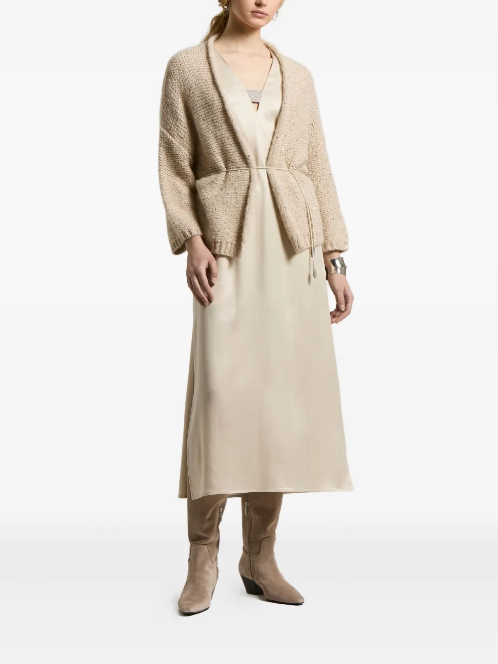 

Платье миди с V-образным вырезом Peserico, нейтральный