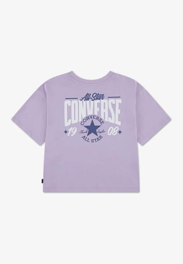 Футболка с принтом в виде множества ярких цветов. Converse, Lavender Latte — фото 2