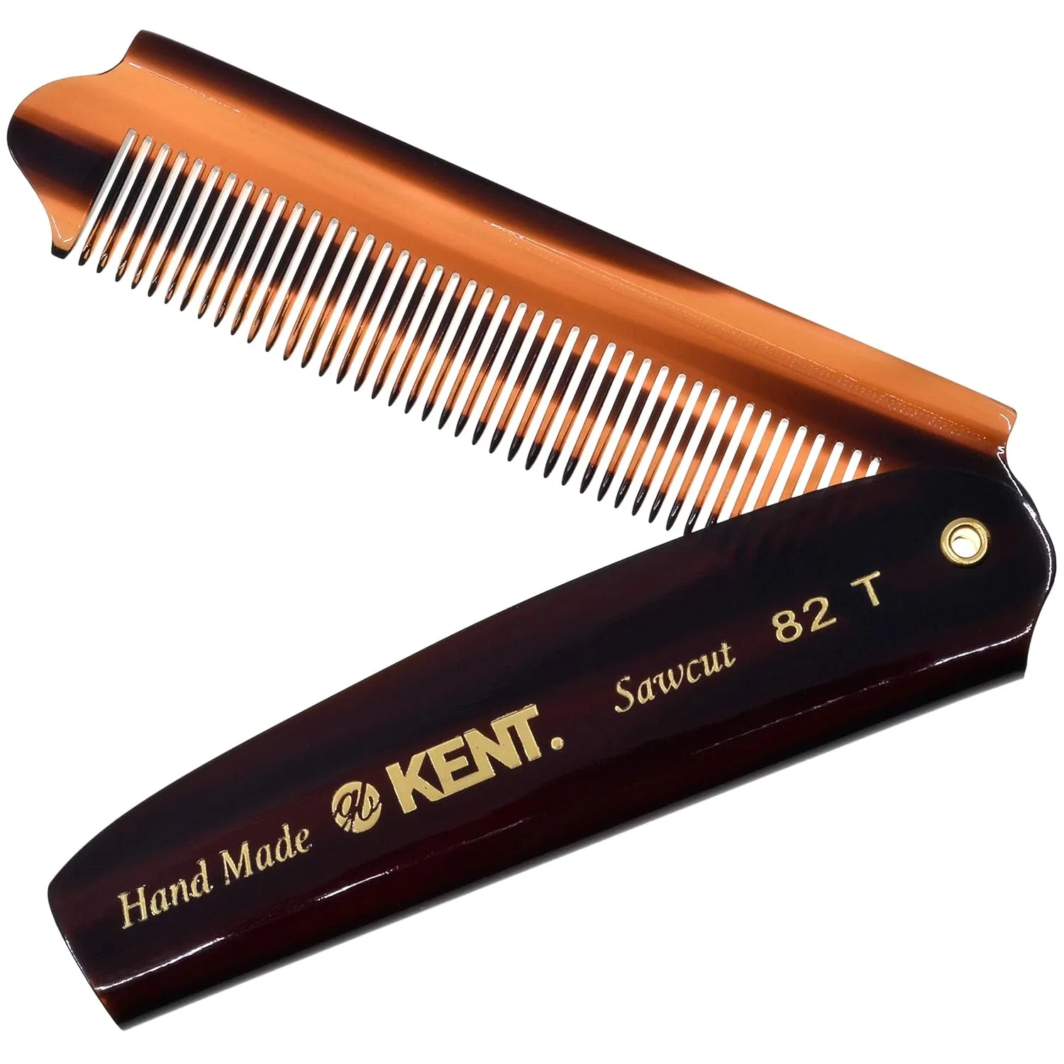 Складная карманная расческа «82T» с частыми зубьями от Kent Kent, Black, Brown