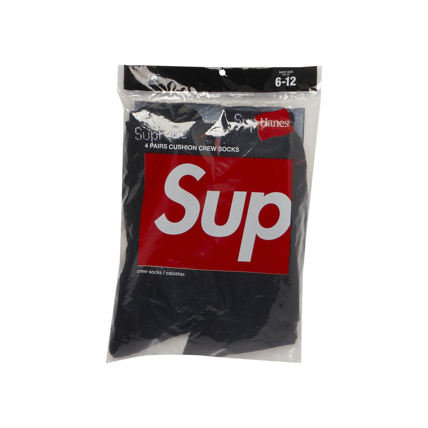 

Носки Supreme x Hanes Crew (4 шт.), Черные