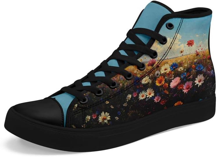 

Унисекс модные высокие кеды на шнуровке из хлопка с цветочным принтом, повседневная обувь для ходьбы и тенниса, дышащие, для весны и лета Awsole, Floral Pattern Shoes13