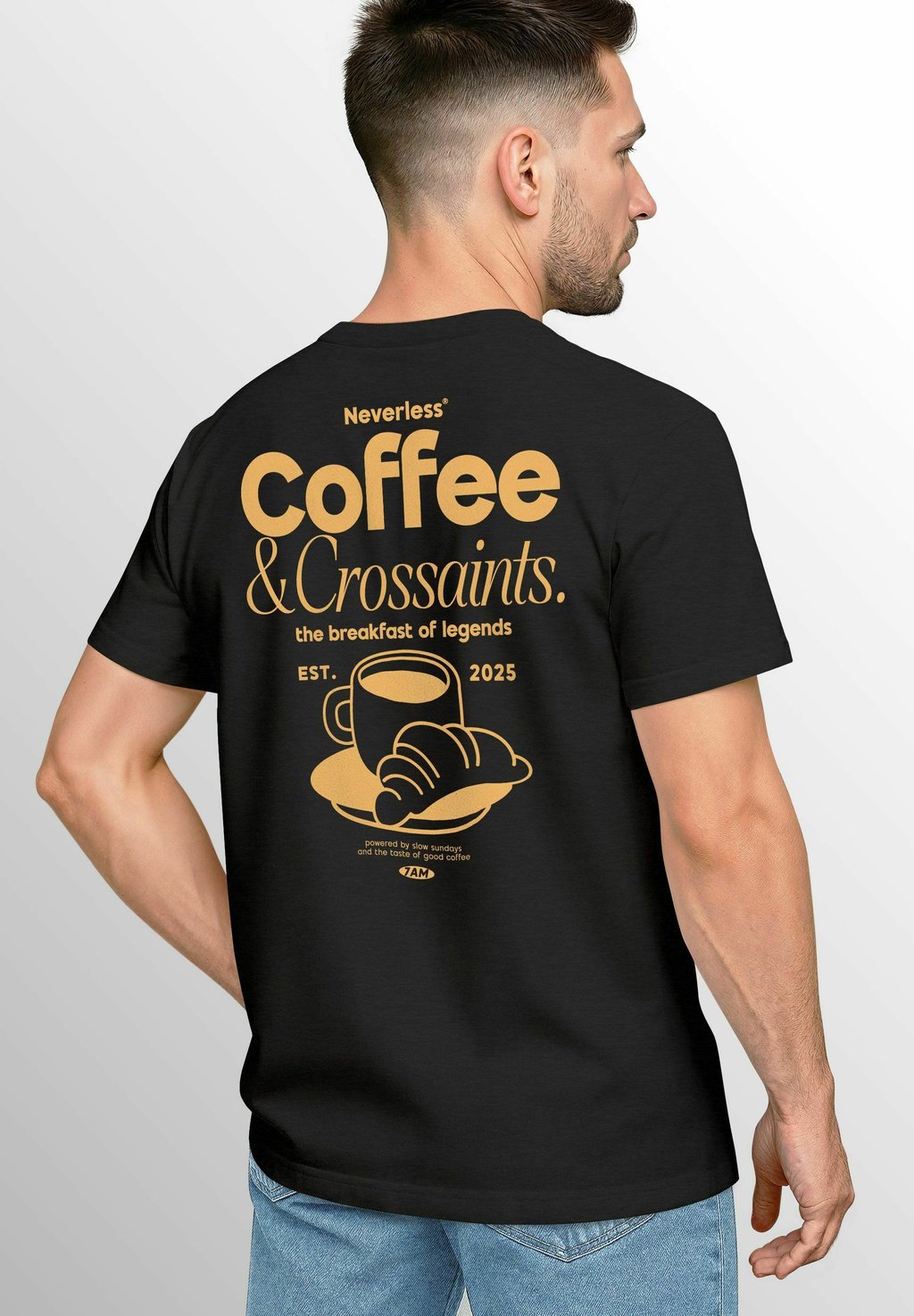 

Футболка с принтом COFFEE CROISSANT Neverless, черный