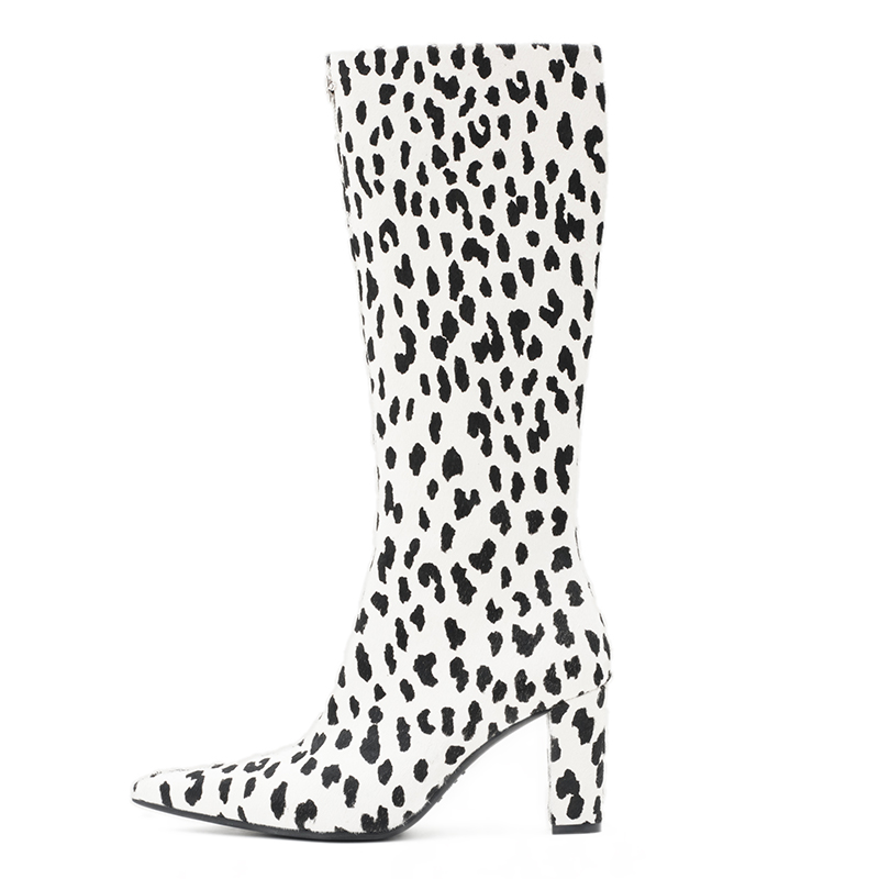 SMFK Ботинки до колена женские белый леопардовый принт, цвет White Leopard Print — фото 3