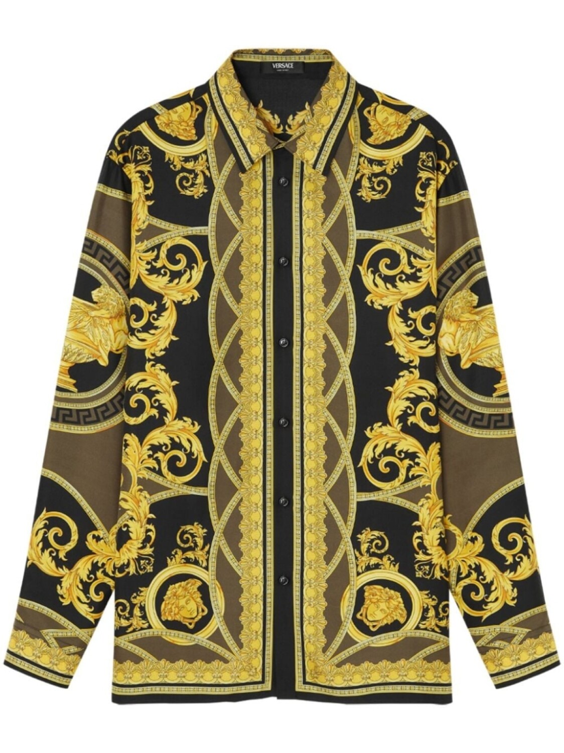 

Versace шелковая рубашка с принтом Barocco, черный