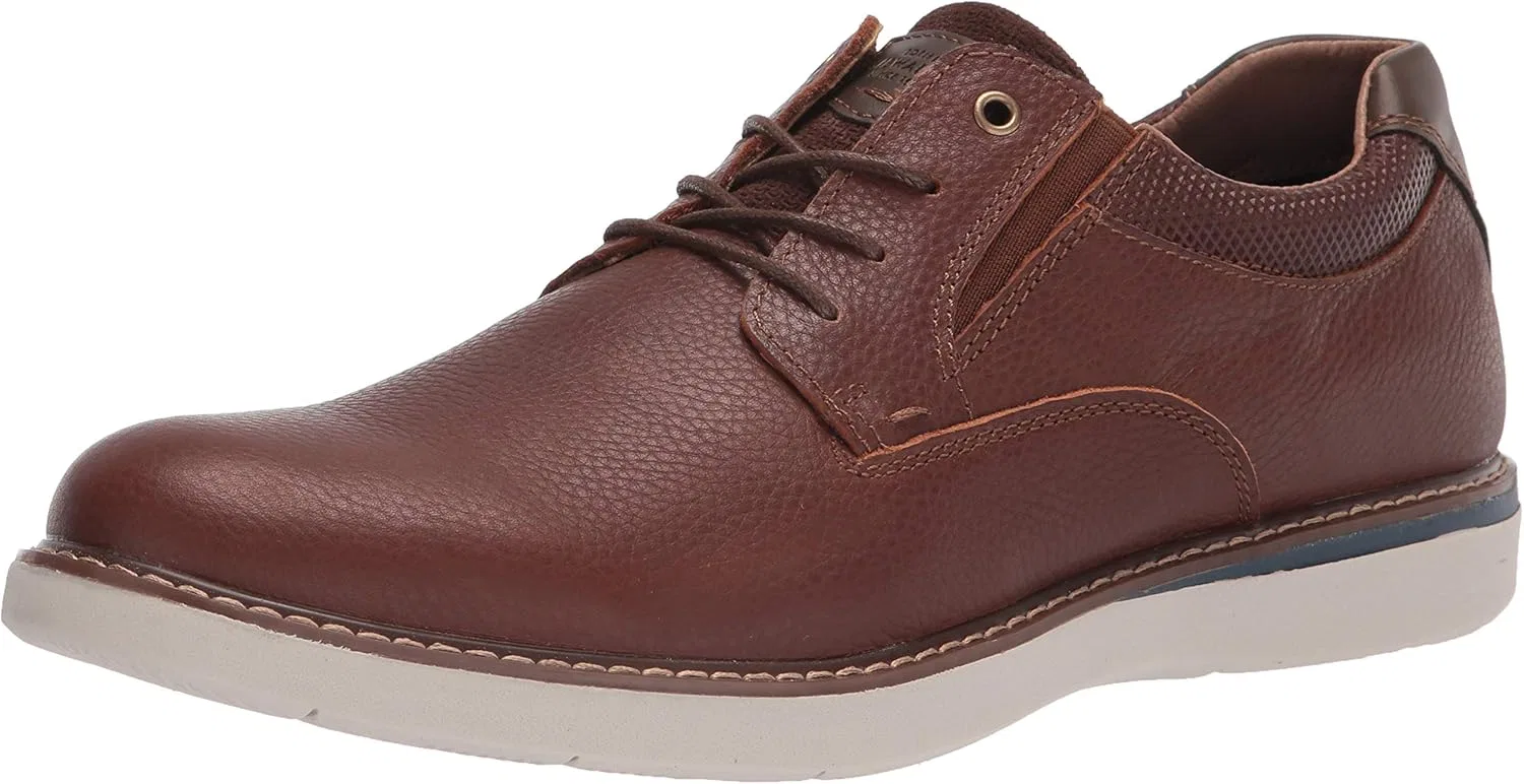 Мужские кожаные оксфорды Nunn Bush Bayridge с гладким носком и шнуровкой, модель Plain Toe, Brown Multi-Coloured