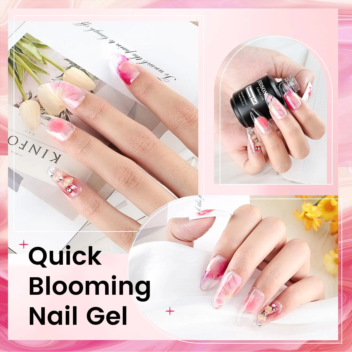 Гель-лак JODSONE Blooming Gel 15 мл для мраморного дизайна ногтей Jodsone, 15Ml Blooming Gel Nail Polish (Single) — фото 2