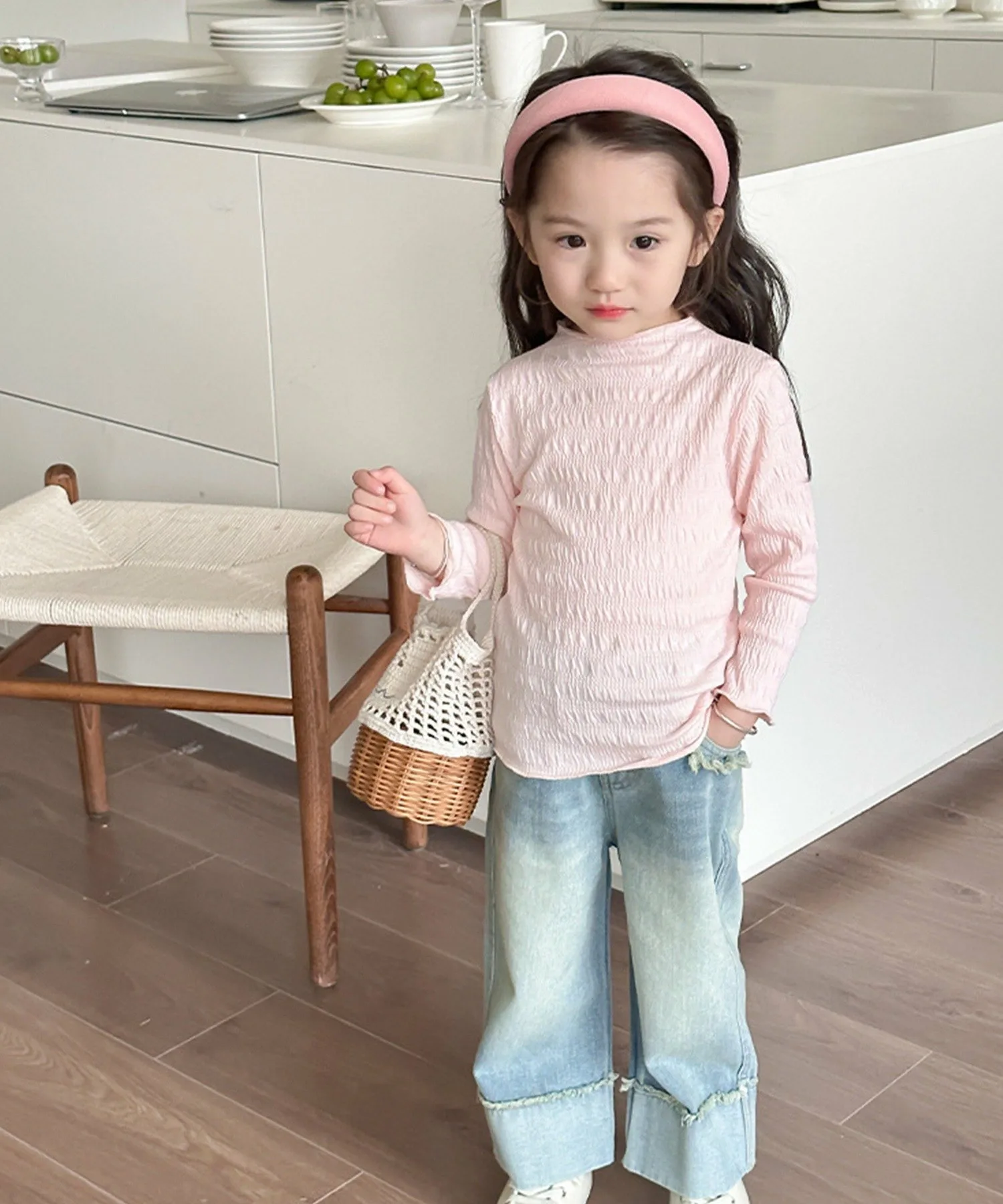 Мятая блузка с длинными рукавами Aimoha Kids, pink — фото 4