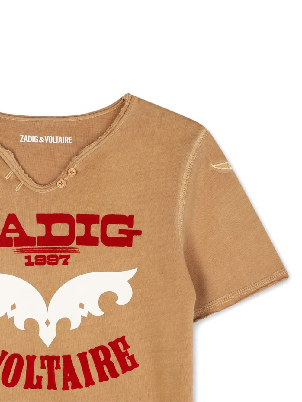 Футболка с графичным принтом Zadig & Voltaire Kids, коричневый — фото 3