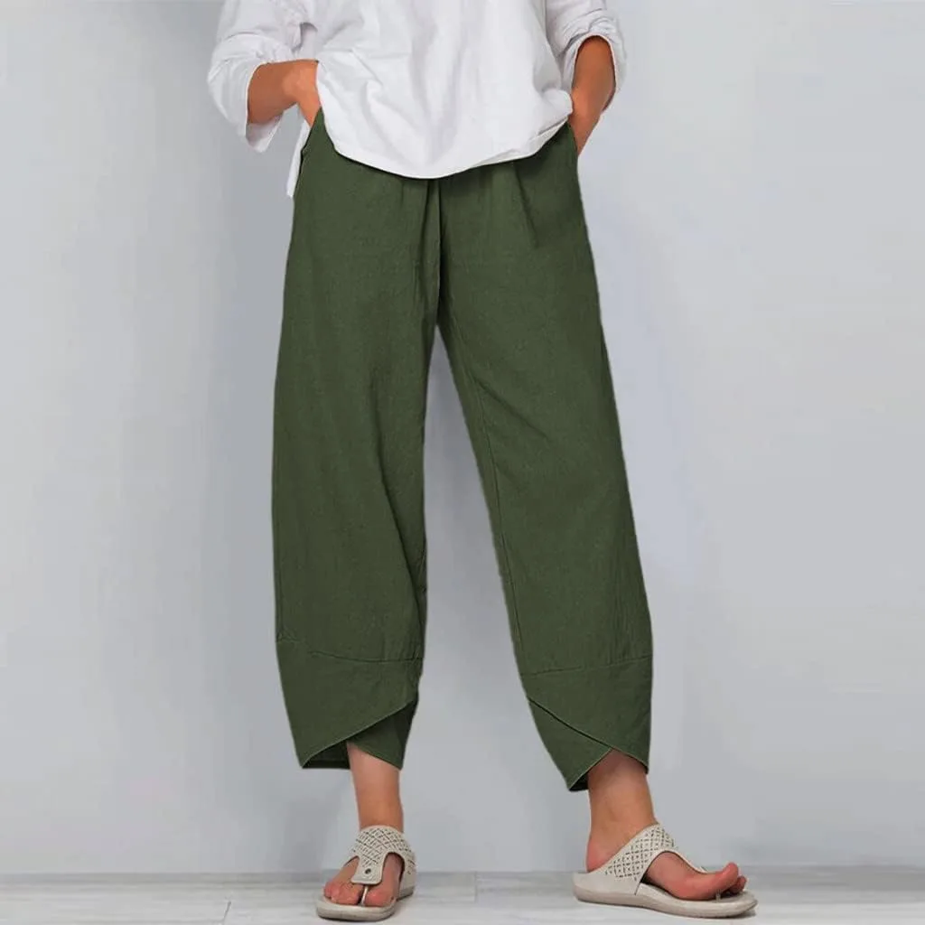 Женские льняные брюки Casual Capri для лета — фото 2