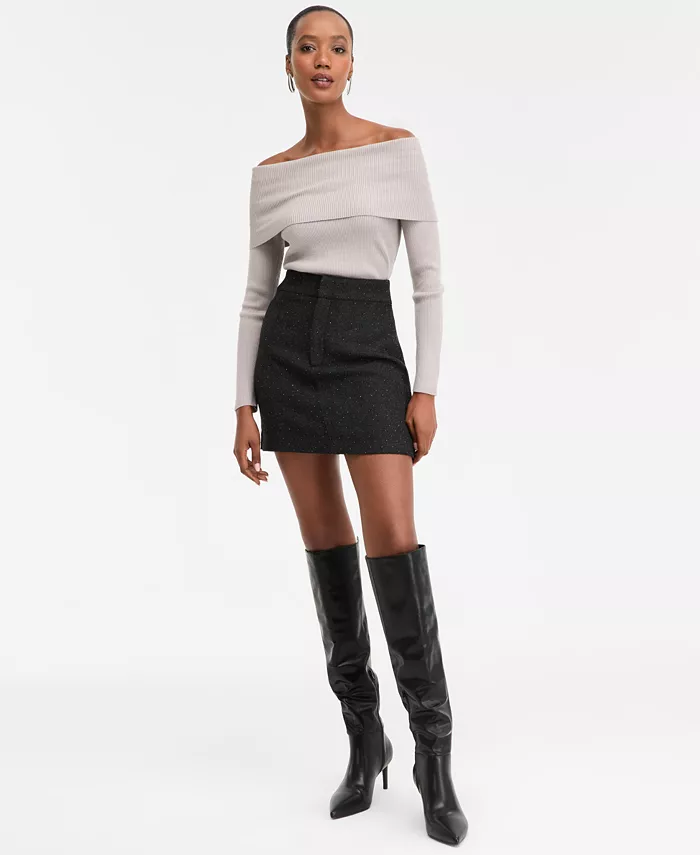 

Женская мини-юбка с декоративными элементами I.N.C. International Concepts, черный